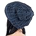 Surblue Unisex Trendy Beanie Warm Oversized Chunky Cable Knit Slouchy Woolen Hat, Blue