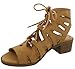 Top Moda Women's Scalloped Edge Lace Up Block Heel Sandal