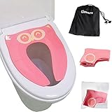 Gimars Upgrade Large Non Slip Silicone Pads Travel Folding Portable Reusable Toilet Potty Training Seat Covers Liners with Carry Bag for Babies, Toddlers and Kids, Pink