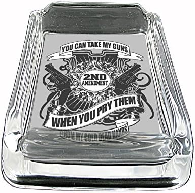 Have Fun Gifts Glass Square Ashtray for outdoor With Four Places To Drop Your Cigarette-Thick And Transparent Glass Tray With You Can Take My Guns