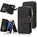 Galaxy S7 Case, S7 Case, CaseUp 12 Card Slot Series - [Zipper Cash Storage] Premium Flip PU Leather Wallet Case Cover With Detachable Magnetic Hard Case For Samsung Galaxy S7, Black