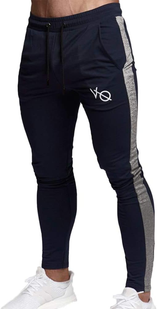 Sunisery Men's Side Striped Casual Skinny Pencil Pants Slim Fit Bodybuilding Workout Gym Sports Sweatpants Track Pants