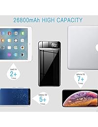 Power Bank Portable Charger 26800mAh Huge Capacity External Battery with Dual Input Port, LCD Digital Display,Smaller and Lightweight Backup Battery Compatible with Android Phone and Other Devices