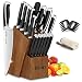 Knife Set, Kitchen Knife Set with Block, AILUKI 19 Pieces Stainless Steel Knife Set, Ergonomic Handle for Chef Knife Set with Gift Box, Ultra Sharp, Best Choice for Cooking