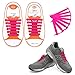 Talent Fashion unknown Kids/Adults Multicolor Tieless Elastic Silicone No Tie Shoelaces Waterproof Rubber Flat Running Shoe Laces for Sneakers Board Shoes Casual Shoes and Boots, Kid Pink, Kid Size