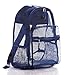 Clear Mesh Backpack For Kids Men & Women By Bravo - Large School & Travel Bag - Stylish Transparent See Through Design - Comfortable Padded Shoulder Straps - Utility Pocket & Bottle Holders (Blue)