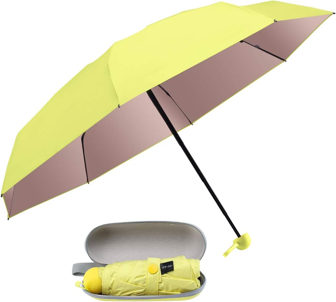 Compact Travel Umbrella Portable Mini Windproof Folding Umbrella with Case Lightweight Pocket Sun & Rain Umbrellas with 99% UV Protection for Women Men Teens