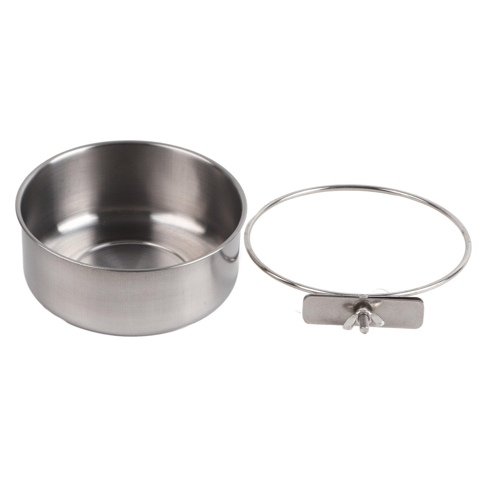 Oumefar Stainless Steel Bird Cage Feeder Parrot Food Water Feeding Bowl Bird Parrot Feeding Cups with Clamp for Small Animal(L) Bird feeding supplies, bird feeding supplies