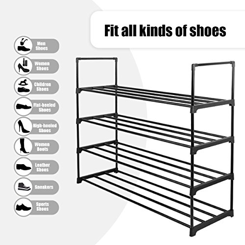 Lumsing Shoe Rack, 4-Tire Shoe Tower Organizer Storage Shelf Cabinet Holds 20 Pair Easy to Assemble Black