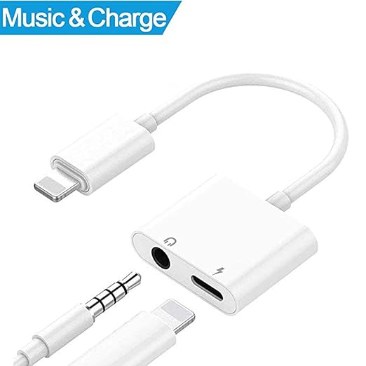 Luvfun Adapter Kopfhörer, AUX Adapter 2 in 1 Kopfhörer Doppel Adapter Audio Splitter [Audio und Lade Adapter] -Weiß
