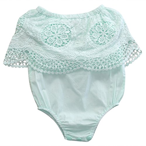 Baby Girl Hollow Lace Strapless Jumpsuit Romper Bodysuit One-piece Outfits Set (3-6M, Light Green)