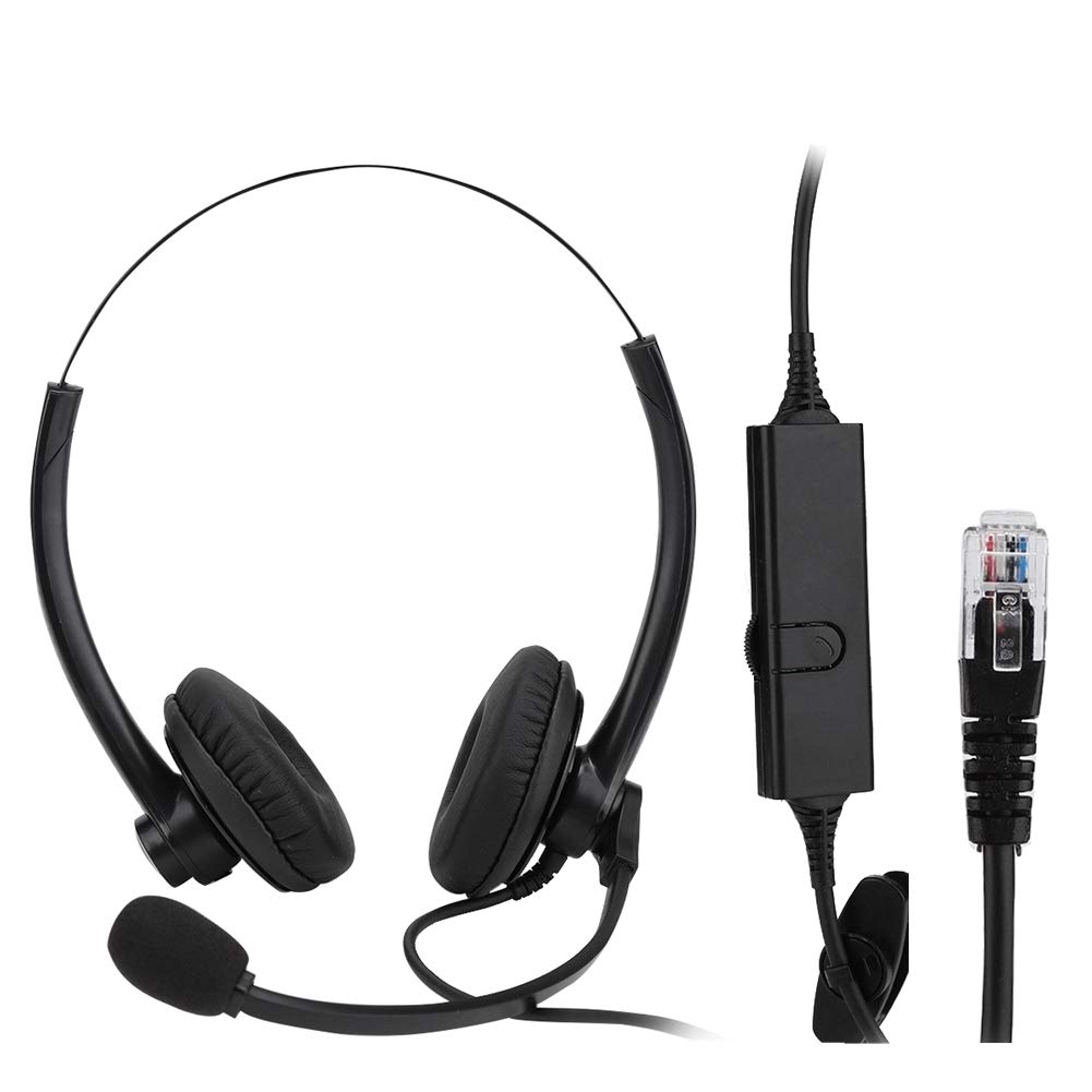 fasient Telephone Headset Landline Phone Corded Headset RJ11 Office Headphone with Noise Cancelling Microphone for Call Center Customer Service