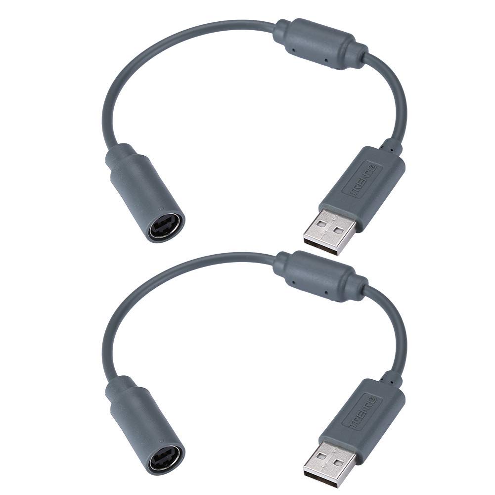 Photo 1 of 2pcs Wired Controller USB Breakaway Cable for Microsoft Xbox 360, Dongle Adapter Extension Cord for Xbox 360