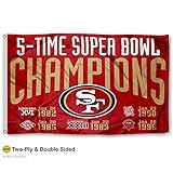 WinCraft San Francisco 49ers Double Sided 5 Time Super Bowl Champions Flag