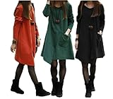 Fashion Fall Womens Girls Crew Neck Long Sleeve Irregular Skirt Dress
