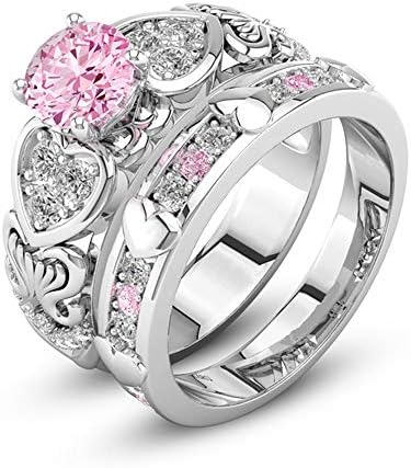 Silver Elegant Flower Engagement Ring with Clear Fine Jewelry Gift for Women Size 6-10