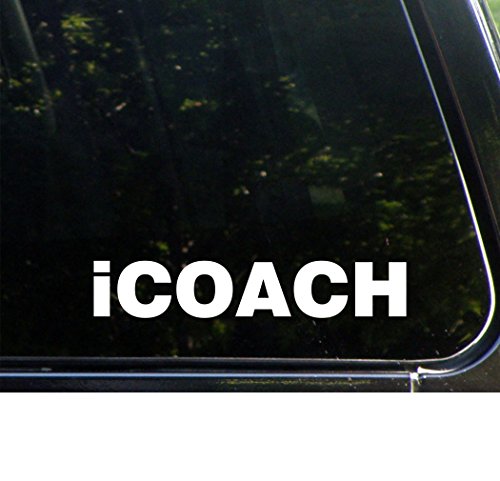 iCOACH - 8 3/4"x 1 3/4" - Vinyl Die Cut Decal / Bumper Sticker For Windows, Trucks, Cars, Laptops, Macbooks, Etc.