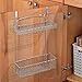 mDesign Over Cabinet Kitchen Storage Unit - Practical Organiser with Stainless Steel Storage Baskets - Hanging Cupboard Organiser for Cleaning Supplies and Cookware - Chrome