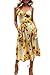 Minipeach Women's Bohemian Elegant Spaghetti Straps Sleeveless Floral Chiffon Swing Midi Dress with Pockets