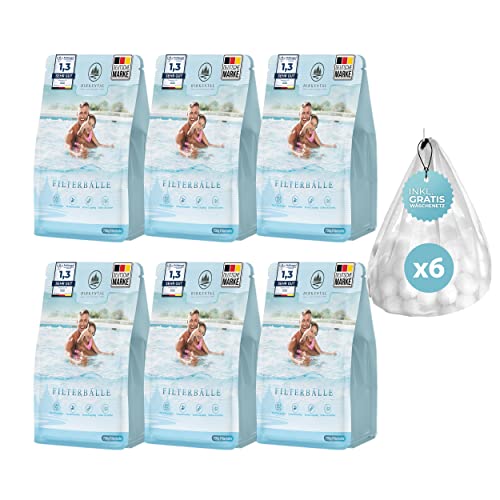 Birkental Pool Filterbälle mit Wäschenetz - langlebige Filterballs -Ersatz für Quarzsand, 150kg Filtersand- Filter Balls für Sandfilteranlage Poolzube