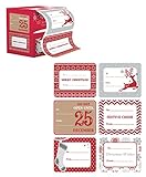 60 Jumbo Self Adhesive Christmas Gift Labels in Easy To Use Roll Just Pull & Place - Contemporary (6 Different Designs)