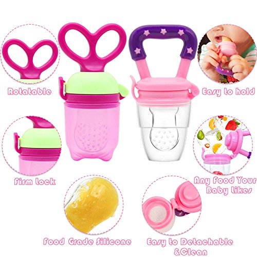 image for UniBetter Baby Food Feeder Pacifier 2 PCs Pacifier Clips 2 PCs Baby Fe