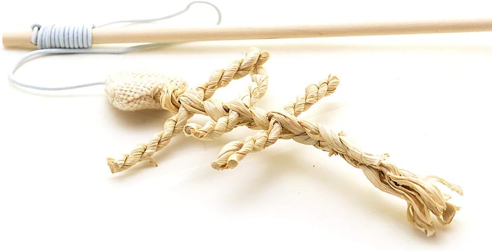 playing angel, playing rod with fish motiv made from bamboo and jute, natural cat toy
