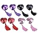 Senchanting Reusable Silicone Sequin Adhesive Nipple Cover Pasties Bra with Tassel-4 Pair(Black+Red+Purple+Pink)