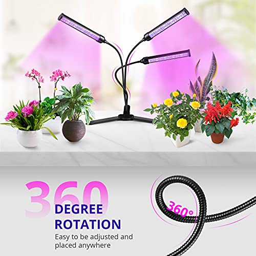 Grow Light for Indoor Plants - Adjustable Gooseneck Growing Light Strip W/9 Dimmable Red Blue Spectrum 3 Modes Auto ON/Off 3/9/12H Timer for Flower Greenhouse Veg Hydroponic Succulent Potted Growth