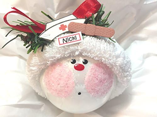 Nurse Christmas Ornament Bandage Nurse Hat Hand Painted Handmade Personalized and Themed by Townsend Custom Gifts (F) 16/18