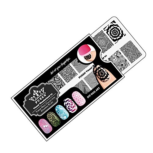 PUEEN Nail Art Stamping Plate - Visual Wonderland 01 - Theme Park Collection 125x65mm Unique Nailart Polish Stamping Manicure Image Plates Accessories Kit - BH000714