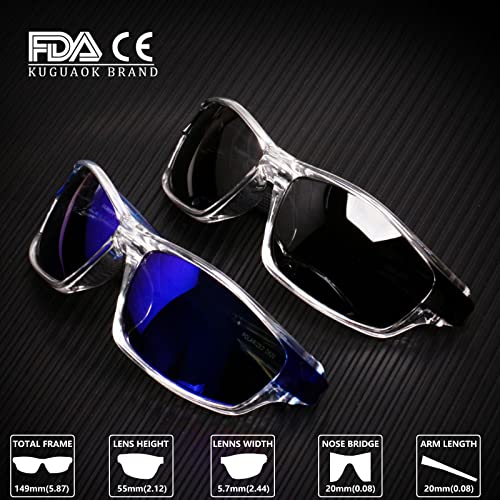KUGUAOK 2 PACK Polarized Sports Sunglasses for Men UV Protection