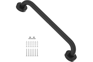 16 Inch Matte Black Shower Grab Bar-1" Diameter, iMomwee Stainless Steel Elderly Safety Bars, Bathroom Shower Balance Bar, Wa