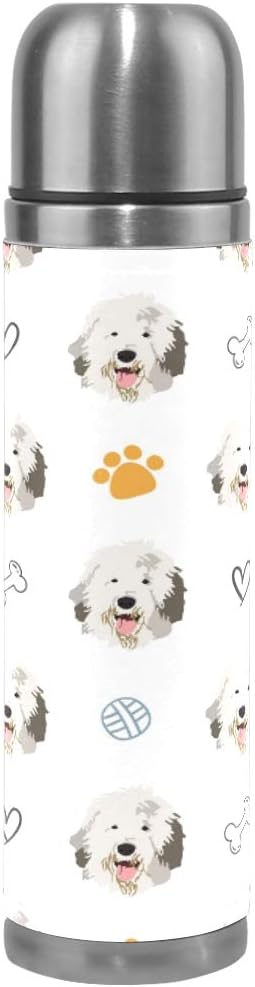Amazon 水筒 本革 ステンレスボトルコップタイプ 保温 保冷 直飲み 真空断熱ケータイマグ スポーツボトル 英語の羊の犬柄 並行輸入品 水筒 マグボトル オンライン通販