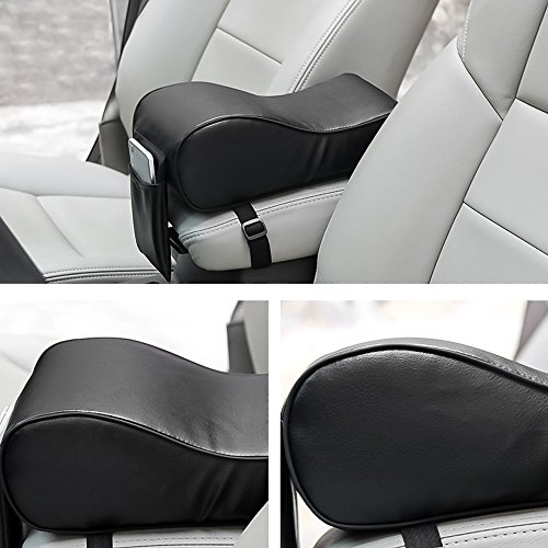 Ya Jin Leather Memory Foam Car Armrest Cushions Armrest Center Consoles Head Neck Rest Pillow Pad for Car Motors Auto Vehicle, Black