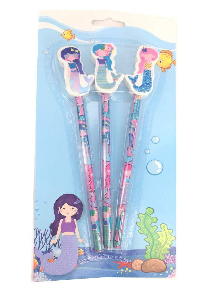 Classroom Capers Mermaid Topper Pencils Gift. Presentation/Carded Pack. Ideal Party Bag/Christmas Stocking Filler