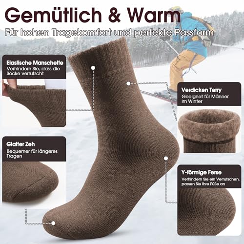Reamphy Thermosocken Herren, Dicke Warme Socken Herren, Winter Atmungsaktives Thermo Socken Männer Wintersocken Outdoor, 39-46 thumbnail 3