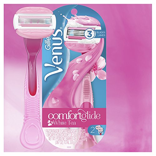 Gillette Venus Comfortglide Women's Razor with 2 Razor Blade Refills, White Tea, Womens Razors / Blades