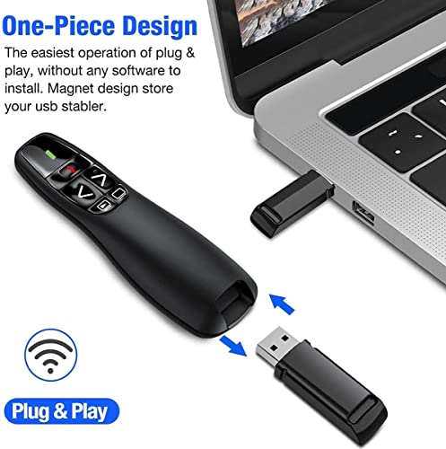 Gnker R400 Wireless Presenter, Red Laser Pointer PowerPoint Clicker | 2.4Ghz USB, Windows & Mac, for PowerPoint Keynote presentations