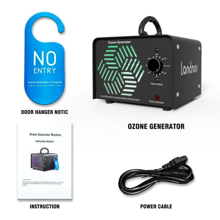 Ozone Generator 60,000mg/h, Ozone Air Purifier Deodorizer for Areas of 6,000 Square Feet, Efficient odor removal for Home, Basement, Smoke, Pet Room,Factory,Mall