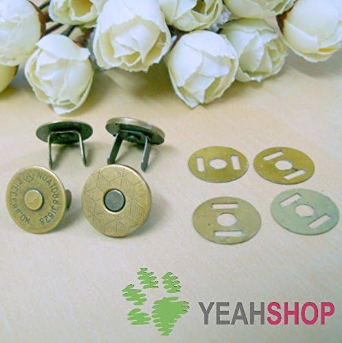 18mm Antique Brass Super Thin Magnetic Snaps / Closures / Buttons - 10 Sets