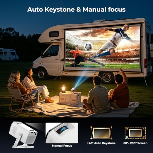 Mini Projector Portable 2026 Upgraded Built in Apps Android 14, 26000 Lux 1080P Supported 180° Rotation & Auto Keystone, Outdoor Compatible with Windows/iOS/Android/HDMI/USB