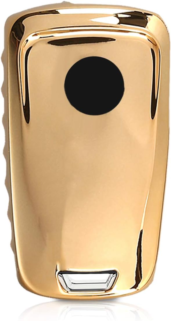 kwmobile Car Key Cover Compatible with Vauxhall (Opel) 2-3 Button Car Flip Key - Soft TPU Fob Cover for Car Keys - Gold High Gloss - Image 4