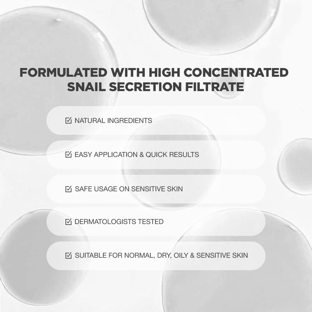 Snail Mucin Essence Serum | Advanced Snail Mucin Essence Serum | Snail Mucin Essence with High Concentrate of Snail Secretion Filtrate | Snail Serum with Natural Age-Defying Complex | Korean Essence Night Serum with 96% Snail Mucin Extracts | Korean Essence for Skin Firming Benefits | Skin Firming Snail Serum for Sensitive and All Skin Type | Formulated with Snail Mucin, Centella Asiatica and Othe