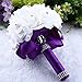 YJYdada Crystal Roses Pearl Bridesmaid Wedding Bouquet Bridal Artificial Silk Flowers (Purple)