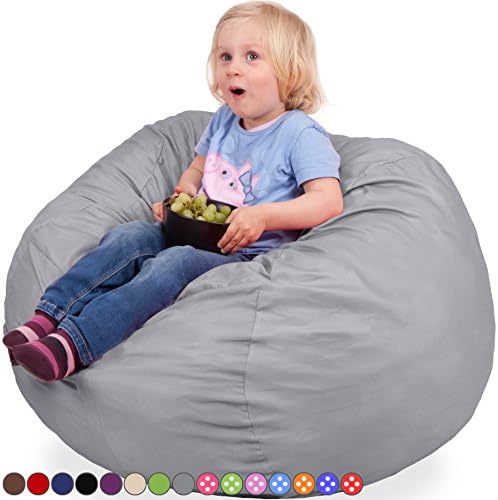 Oversized Bean Bag Chair in Steel Grey - Machine Washable Big Soft Comfort Cover &amp; Memory Foam Filler - Cozy Lounger &amp; Bed - Kids &amp; Teens Love This Huge Sack - Indoor Furniture By Panda Sleep