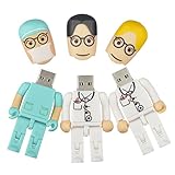 3 Pieces 8GB Doctor Surgeon Shape Cartoon USB Flash Drive Data Storage Memory Stick (Green White)