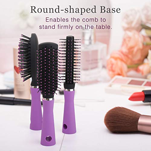 Luxspire Travel Hair Brush Set, Antistatic Round Hair Brushes for