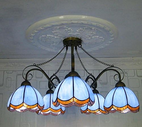 Fx@ 30" inches 5 head living room decoration lantern Chandeliers Hanging Lights room Mediterranean colorful Glasses LAMP