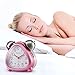 Chelvee Alarm Clock, Twin Bell Carton Quartz Analog Alarm Clock for Kids, Desk & Shelf Alarm Clock with Night Light, Snooze, Non-Ticking, 2 AA Battery Powered (Pink1)